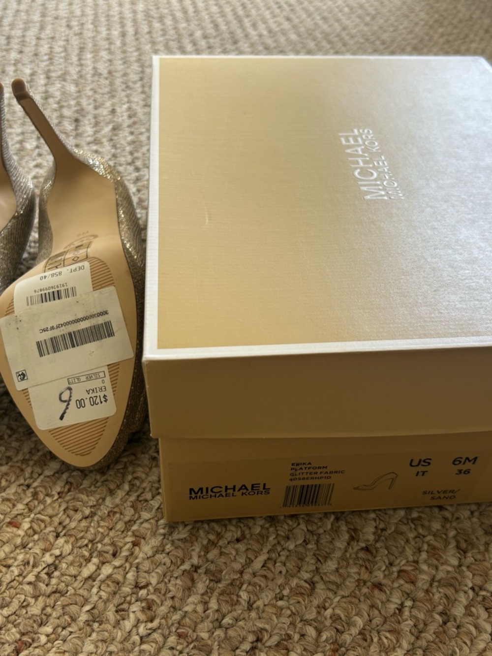 Michael Kors Gold Glitter Open-Toe Pumps - Picture 5 of 5